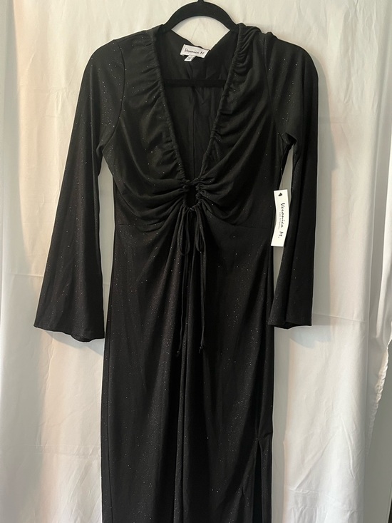 Veronica M Dresses & Skirts - Veronica M Black Sparkle Ruched Maxi Dress